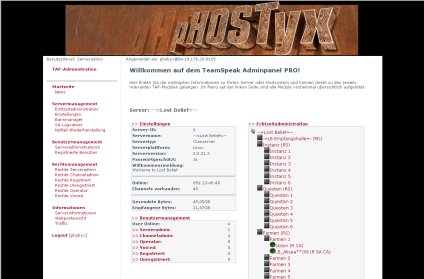 TAP-Startbildschirm mit &Uuml;bersicht